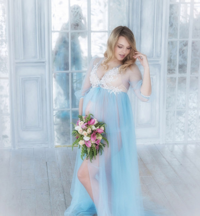 Boudoir tulle dress Blue morning