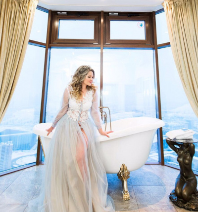 Boudoir tulle dress White Blue