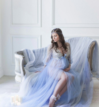 Boudoir tulle dress Blue morning