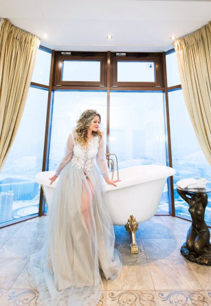 Boudoir tulle dress White Blue фото 1